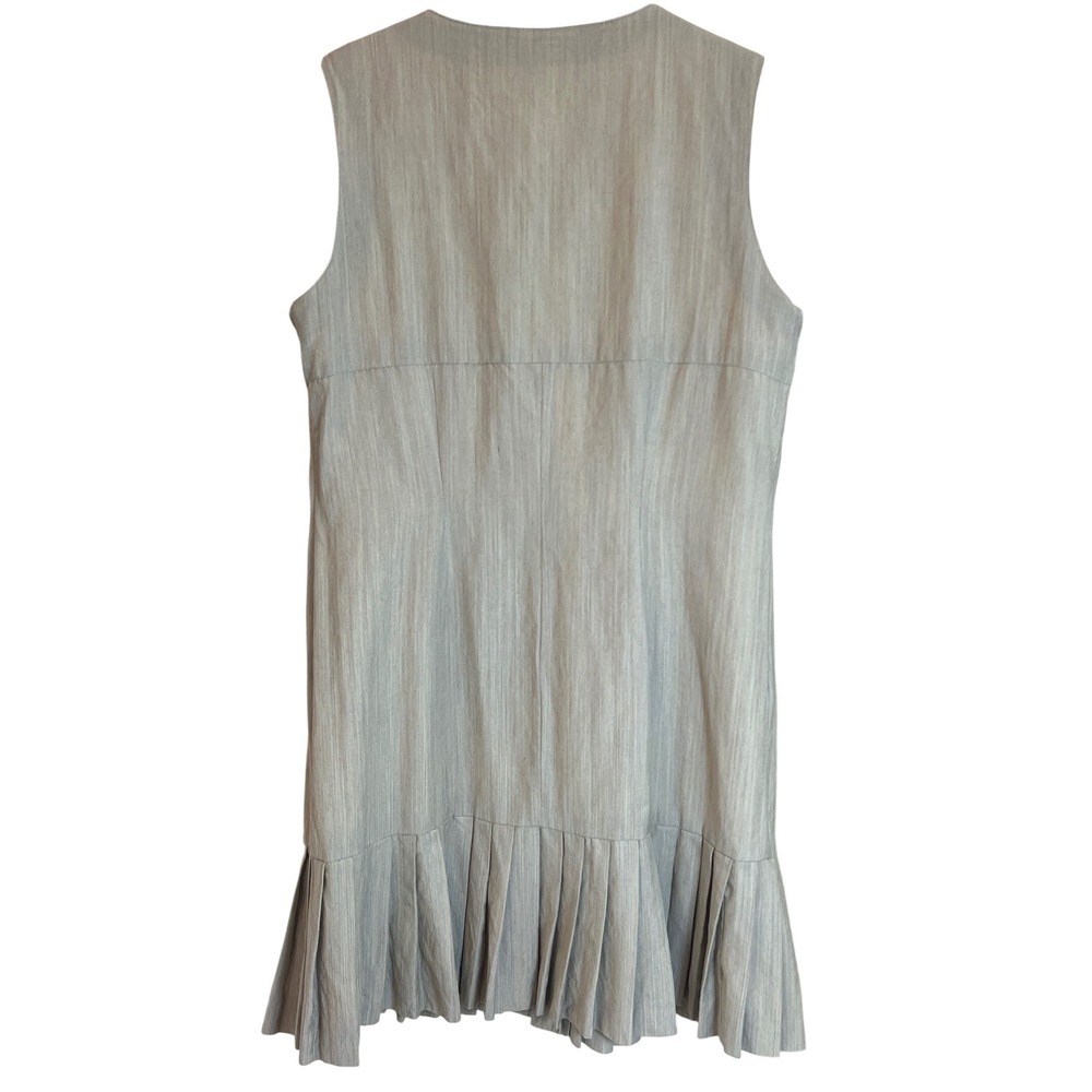 Punto e Virgola Grey Wool Button Front Pleated Drop Waist Mini Dress Italy 46 - Picture 3 of 4